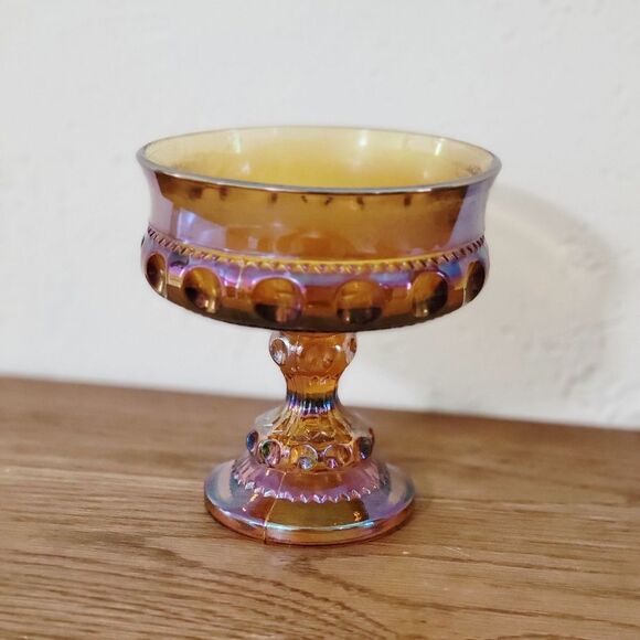 VINTAGE ✨️ Orange Iridescent Carnival Glass Dish rare - Picture 1 of 4